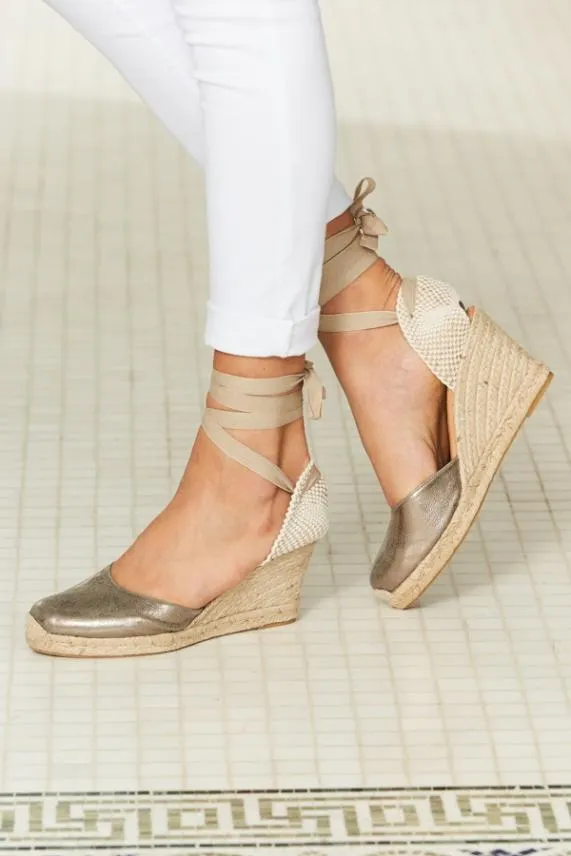 Sosandar Perla Pewter Valenciana Wedge Espadrille Women Sandals and Flip Flops