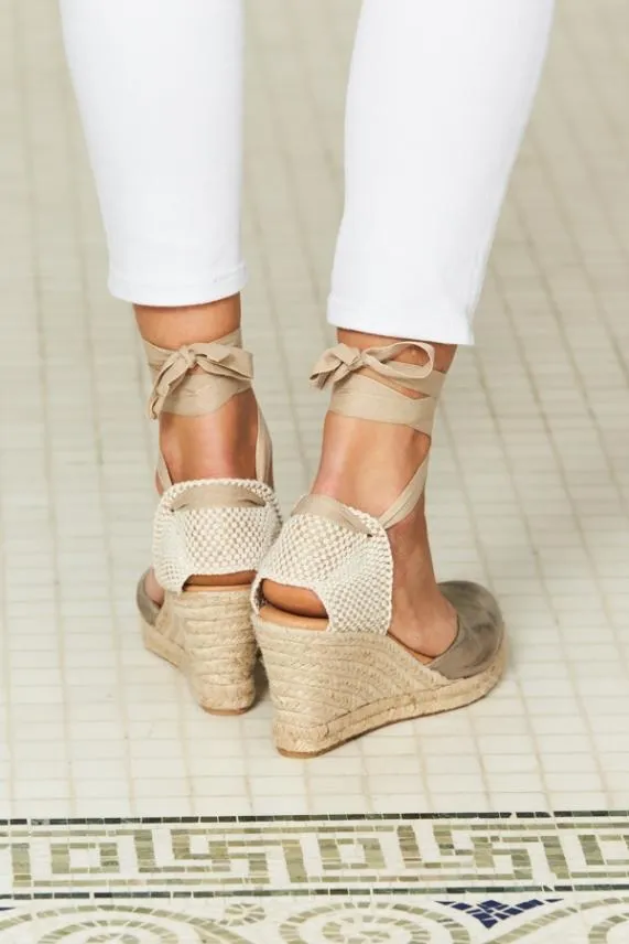 Sosandar Perla Pewter Valenciana Wedge Espadrille Women Sandals and Flip Flops