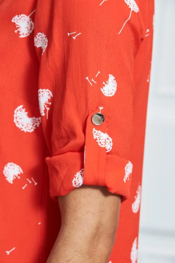 Sosandar Red and White Dandelion Print Shift Dress Red White Women Dresses