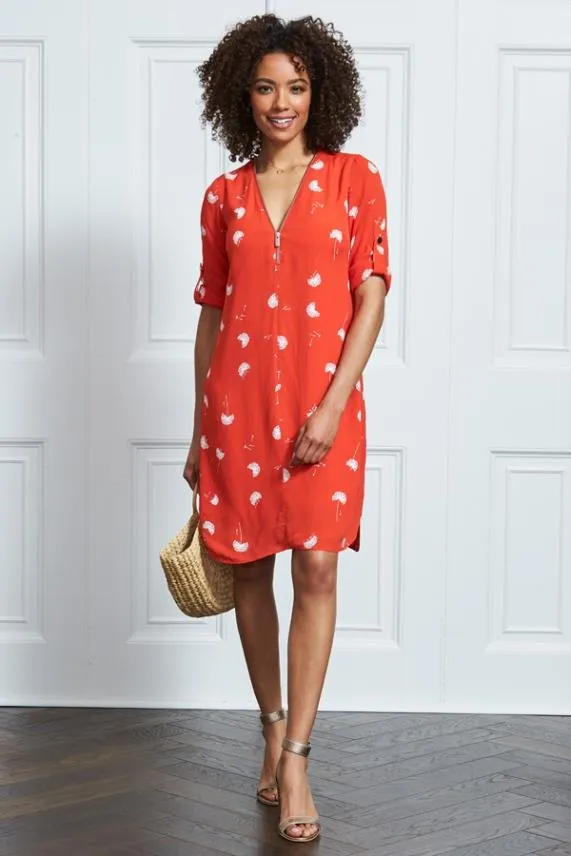 Sosandar Red and White Dandelion Print Shift Dress Red White Women Dresses