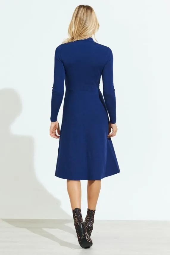 Sosandar Royal Blue Fit and Flare Knitted Midi Dress Blue Women Knitwear