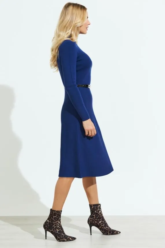 Sosandar Royal Blue Fit and Flare Knitted Midi Dress Blue Women Knitwear