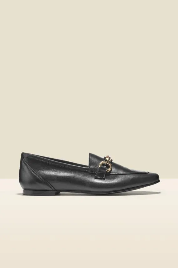 Sosandar Saint Black Leather Loafer Black Women Flats