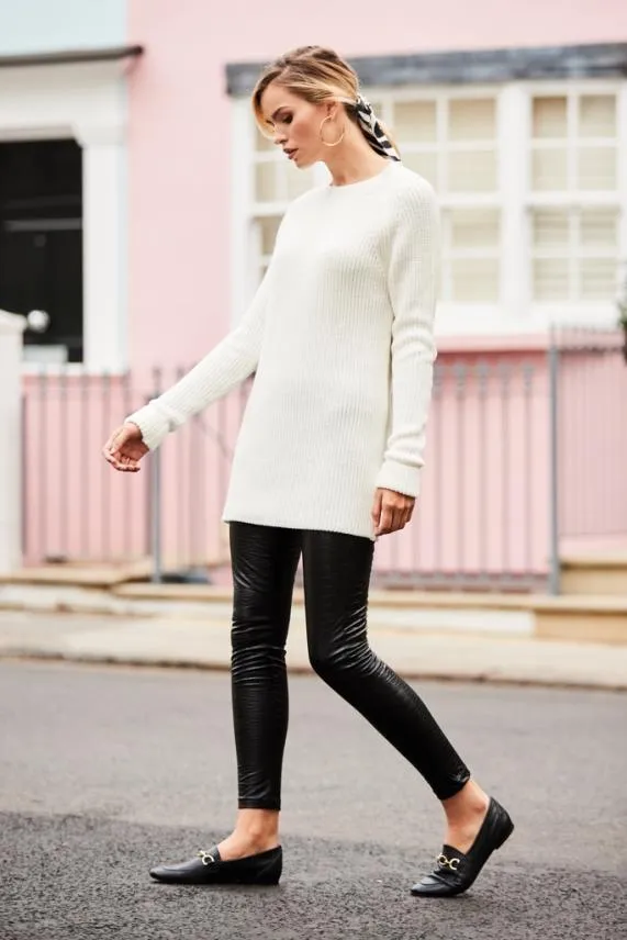 Sosandar Saint Black Leather Loafer Black Women Flats