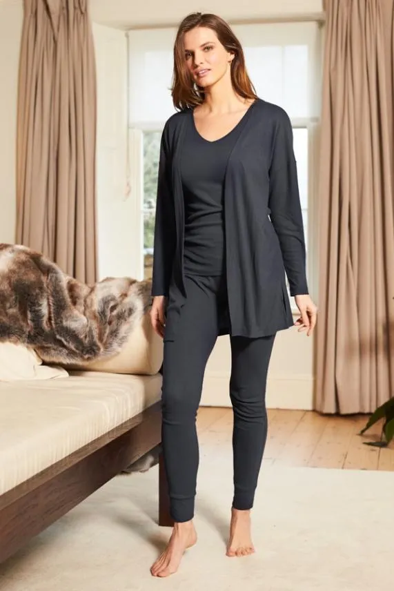 Sosandar Slate Grey Ribbed Loungewear Cardigan Grey Women Loungewear