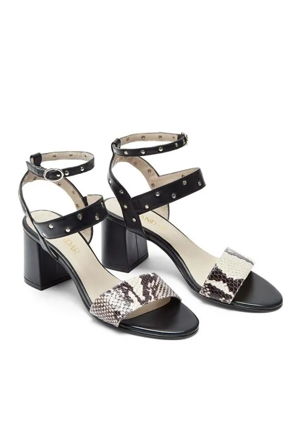 Sosandar Snake Studded Block Heel Sandal Women Sandals and Flip Flops