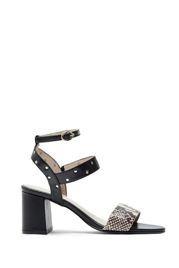 Sosandar Snake Studded Block Heel Sandal Women Sandals and Flip Flops
