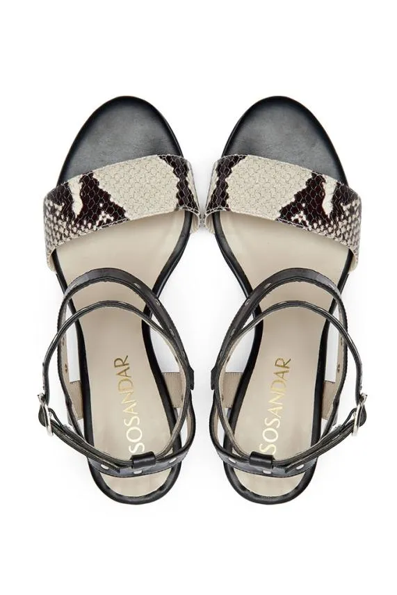Sosandar Snake Studded Block Heel Sandal Women Sandals and Flip Flops