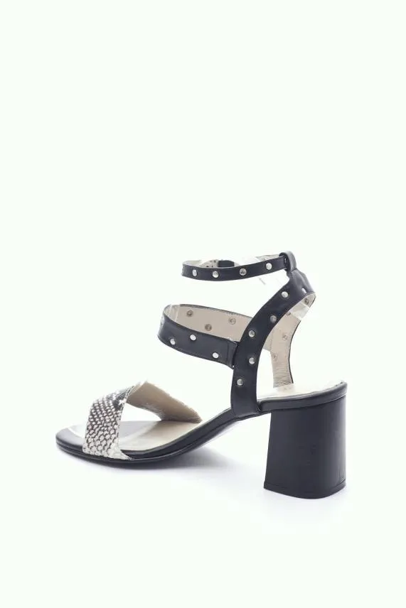 Sosandar Snake Studded Block Heel Sandal Women Sandals and Flip Flops
