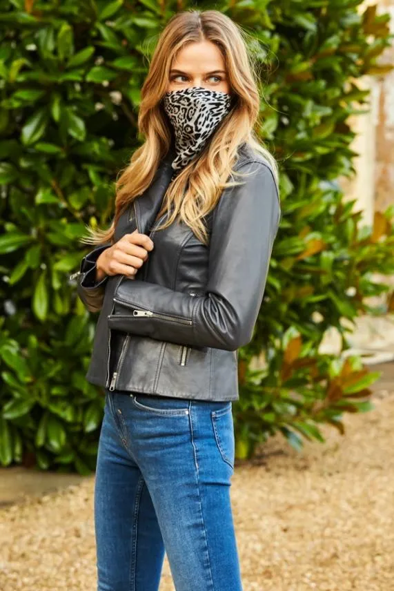 Sosandar Snow Leopard Print Face Scarf Women Hats Scarves and Gloves