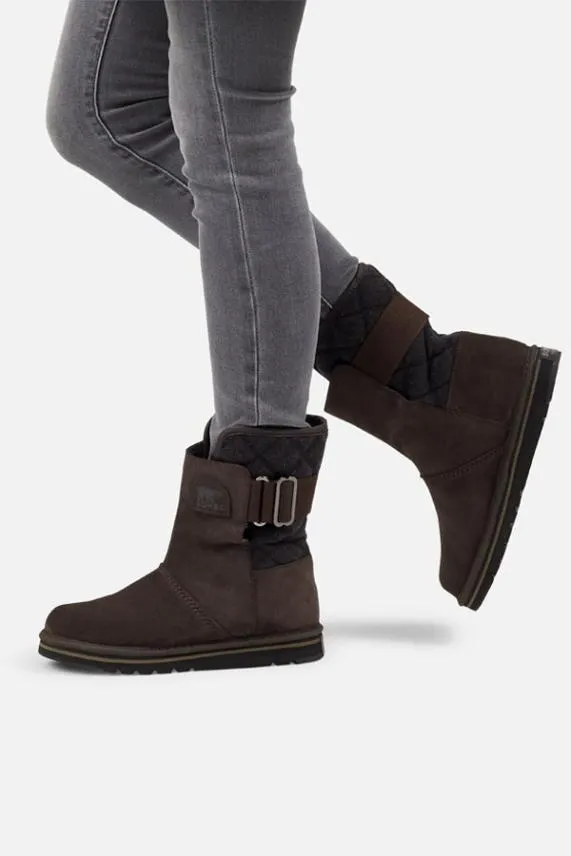 Sosandar Sorel Dark Brown Suede Fleece Lined Quilted Detail Boot Dark Brown Women Boots