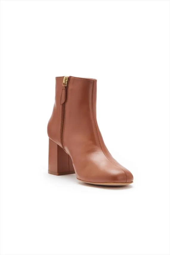 Sosandar Tan Leather Mid Heel Ankle Boot Tan Women Boots