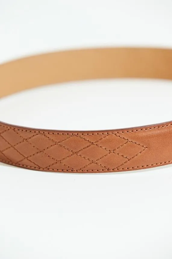 Sosandar Tan Leather Stitch Detail Waist Belt Tan Women Bags and Belts