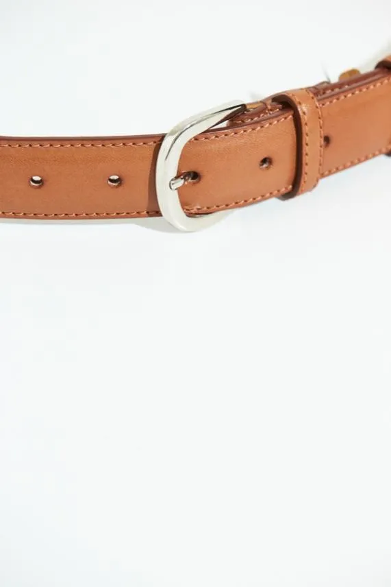 Sosandar Tan Leather Stitch Detail Waist Belt Tan Women Bags and Belts