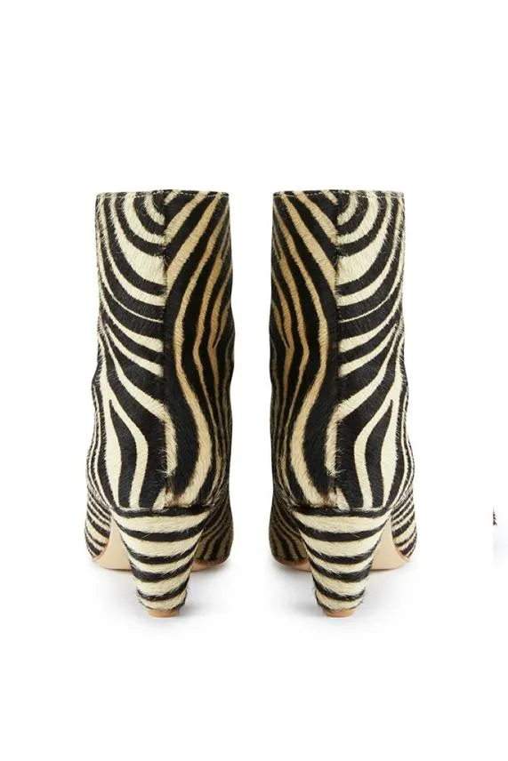 Sosandar Zebra Print Leather Pull On Ankle Boot Women Boots Sosandar Zebra Print Leather Pull On Ankle Boot Women Boots