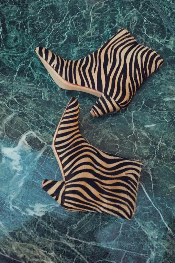 Sosandar Zebra Print Leather Pull On Ankle Boot Women Boots Sosandar Zebra Print Leather Pull On Ankle Boot Women Boots