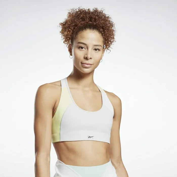 Sports Bras Womens Reebok Lux Racer Padded Sports Bra Pure Grey 2