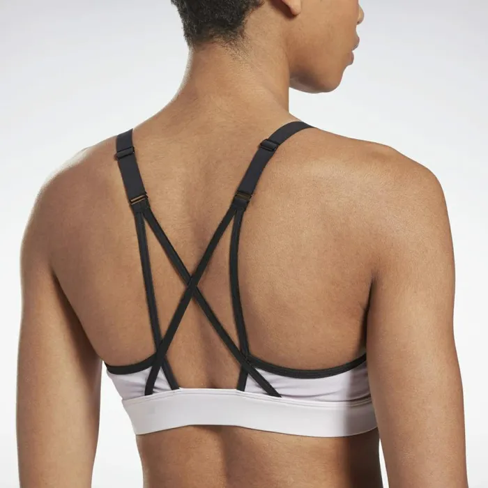 Sports Bras Womens Reebok Lux Strappy MediumImpact Sports Bra Luminous Lilac