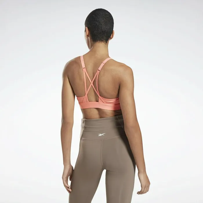 Sports Bras Womens Reebok Lux Strappy MediumImpact Sports Bra Twisted Coral