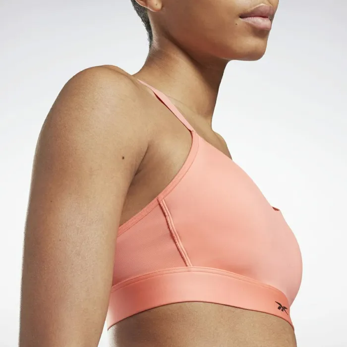 Sports Bras Womens Reebok Lux Strappy MediumImpact Sports Bra Twisted Coral