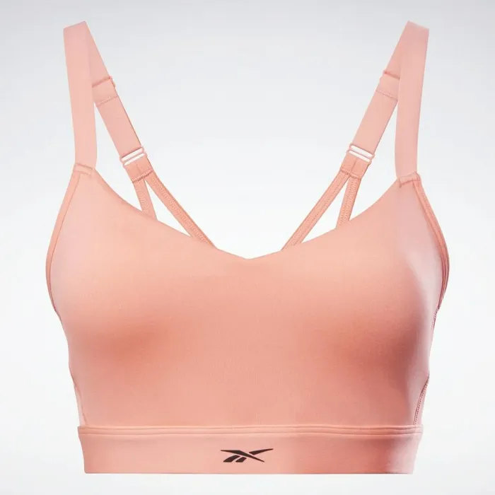 Sports Bras Womens Reebok Lux Strappy MediumImpact Sports Bra Twisted Coral