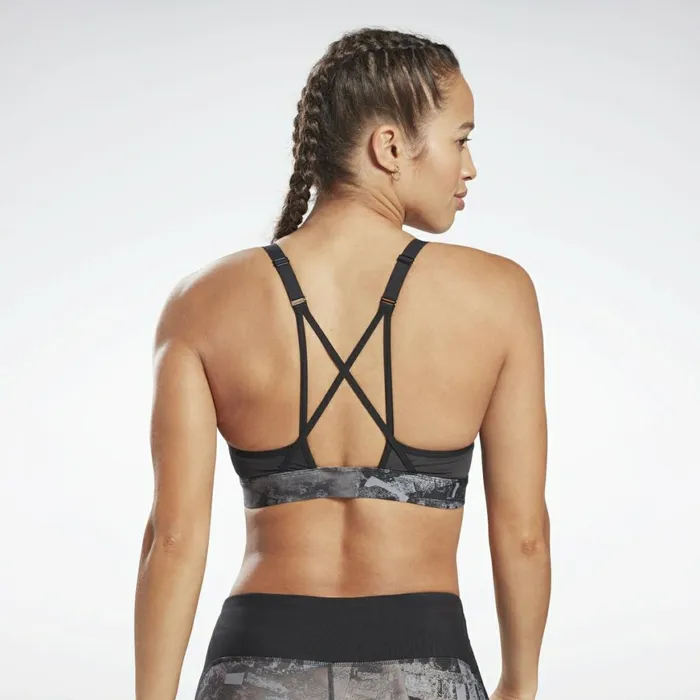Sports Bras Womens Reebok Lux Strappy Padded Sports Bra Black