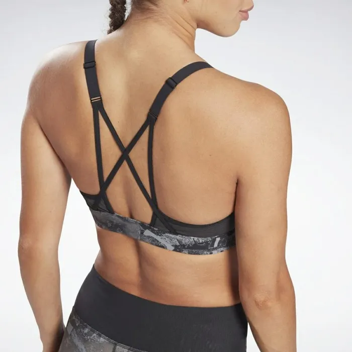 Sports Bras Womens Reebok Lux Strappy Padded Sports Bra Black