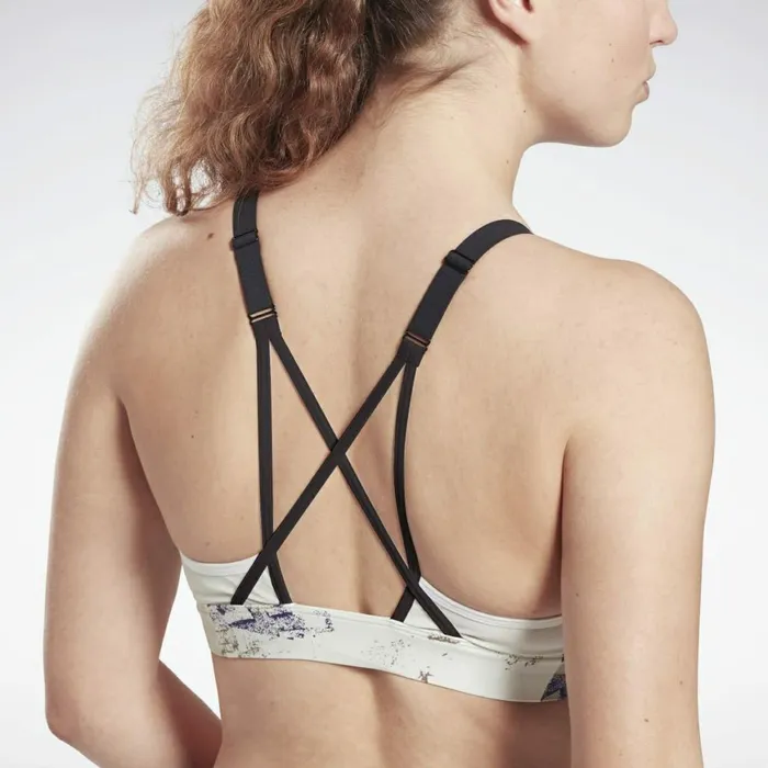 Sports Bras Womens Reebok Lux Strappy Padded Sports Bra Grey