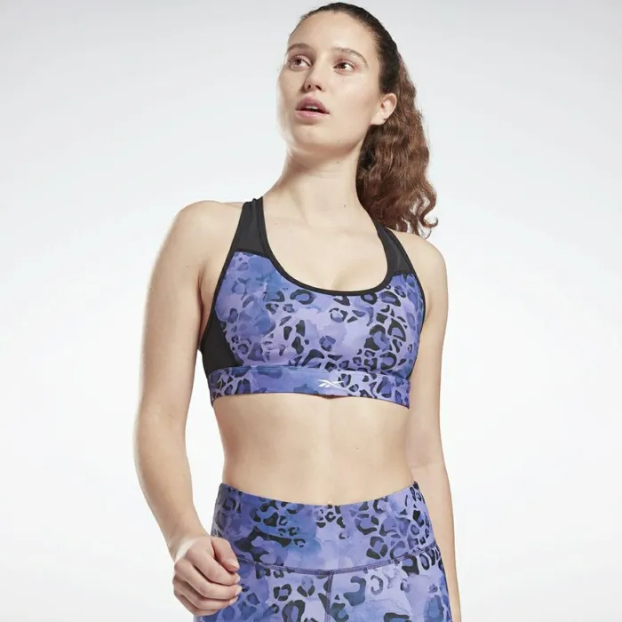 Sports Bras Womens Reebok Modern Safari Lux Racer Padded MediumImpact Sports Bra Vector Navy Hyper Purple Sports Bras Womens Reebok Modern Safari Lux Racer Padded MediumImpact Sports Bra Vector Navy Hyper Purple
