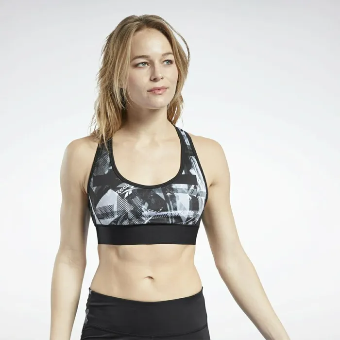 Sports Bras Womens Reebok MYT LowImpact Printed Bra Black White