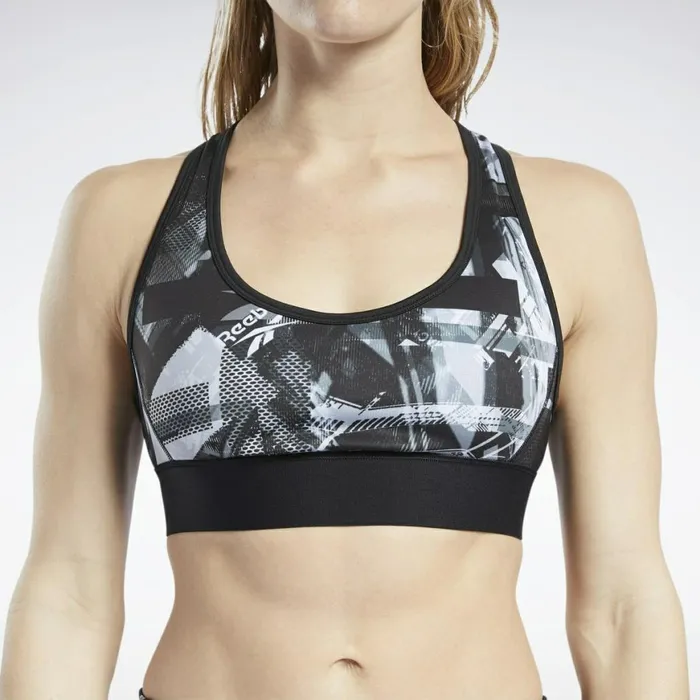 Sports Bras Womens Reebok MYT LowImpact Printed Bra Black White