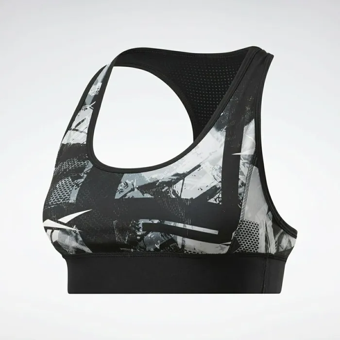 Sports Bras Womens Reebok MYT LowImpact Printed Bra Black White