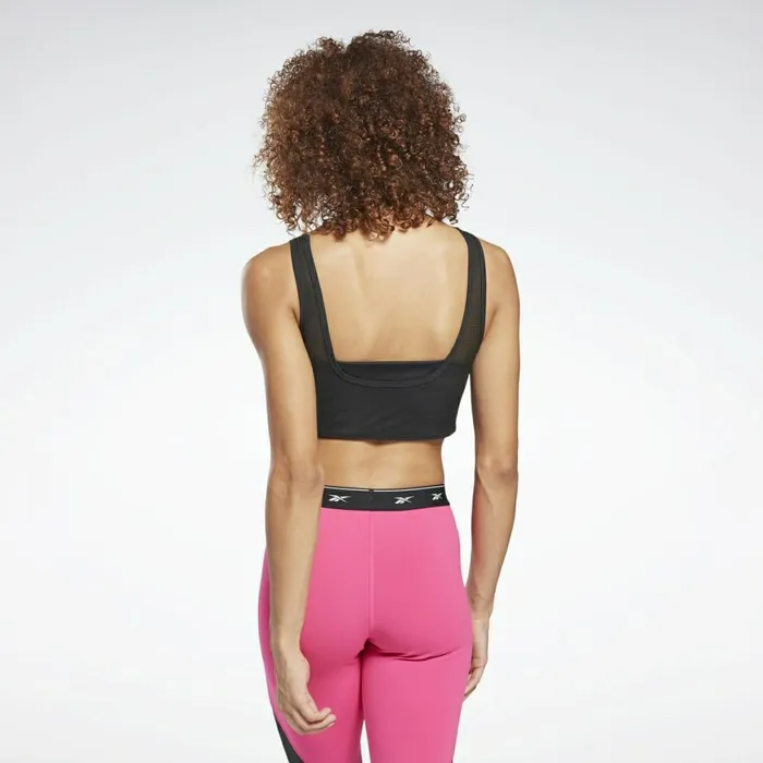 Sports Bras Womens Reebok Studio Mesh Sports Bra Black