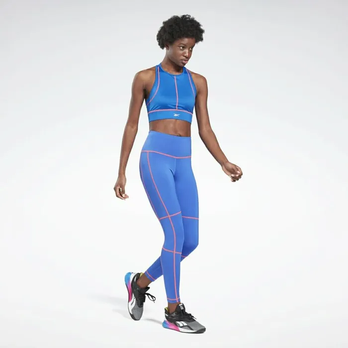 Sports Bras Womens Reebok Workout Ready Detail High Neck Sports Bra Court Blue