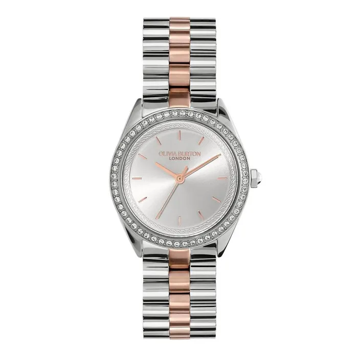 Sports Luxe Watches Women Olivia Burton 34mm Bejewelled Silver and Two Tone Bracelet Watch Sports Luxe Watches Women Olivia Burton 34mm Bejewelled Silver and Two Tone Bracelet Watch