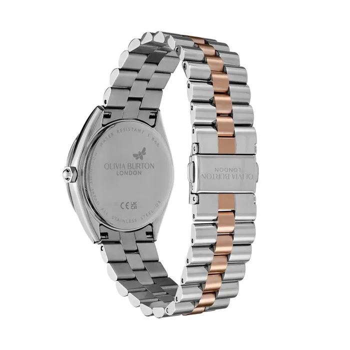 Sports Luxe Watches Women Olivia Burton 34mm Bejewelled Silver and Two Tone Bracelet Watch