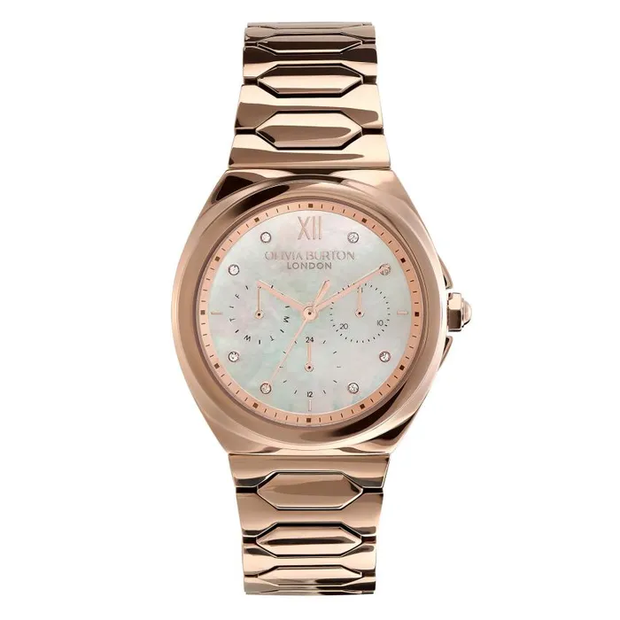 Sports Luxe Watches Women Olivia Burton 36mm Lustre MultiFunction White and Rose Gold Bracelet Watch Sports Luxe Watches Women Olivia Burton 36mm Lustre MultiFunction White and Rose Gold Bracelet Watch