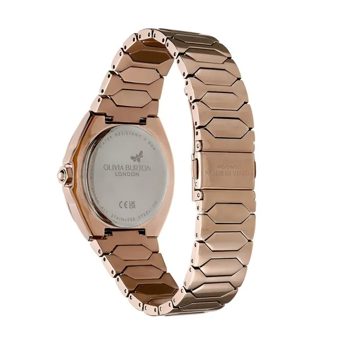 Sports Luxe Watches Women Olivia Burton 36mm Lustre MultiFunction White and Rose Gold Bracelet Watch
