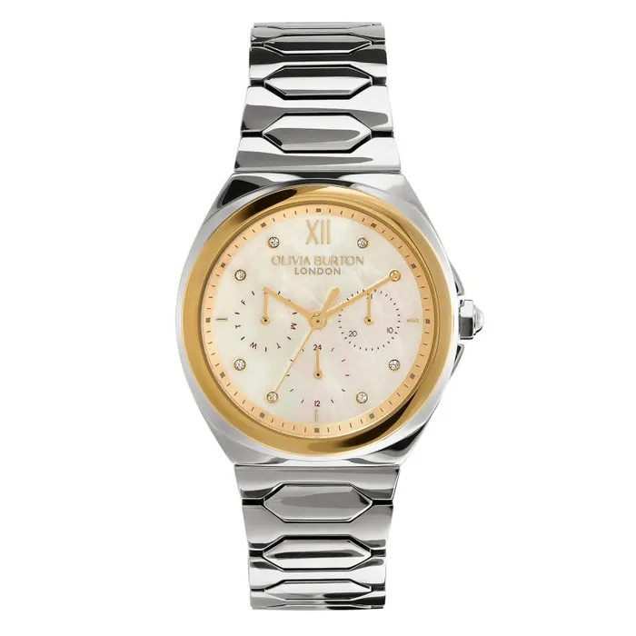 Sports Luxe Watches Women Olivia Burton 36mm Lustre MultiFunction White and Two Tone Bracelet Watch Sports Luxe Watches Women Olivia Burton 36mm Lustre MultiFunction White and Two Tone Bracelet Watch