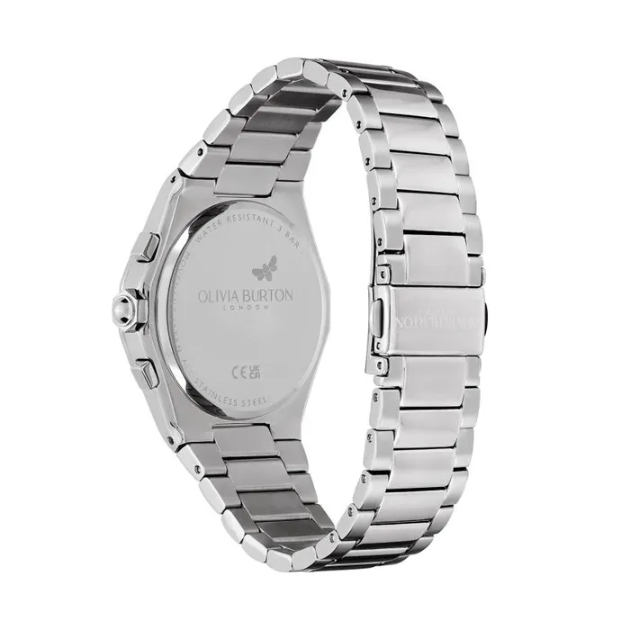 Sports Luxe Watches Women Olivia Burton 38mm Hexa MultiFunction Rainbow and Silver Bracelet Watch
