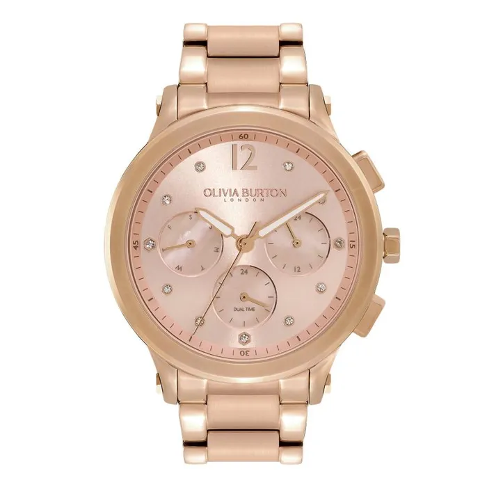 Sports Luxe Watches Women Olivia Burton 38mm MultiFunction Blush and Carnation Gold Bracelet Watch Sports Luxe Watches Women Olivia Burton 38mm MultiFunction Blush and Carnation Gold Bracelet Watch