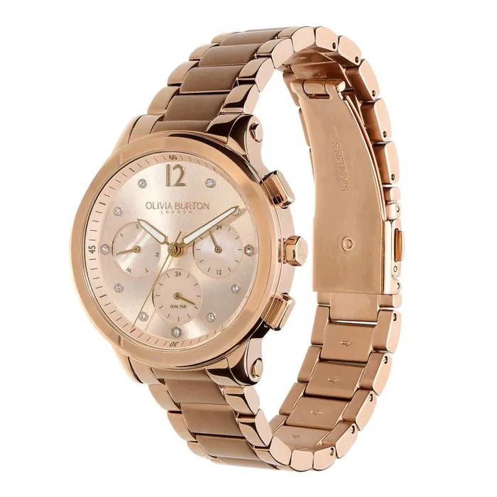 Sports Luxe Watches Women Olivia Burton 38mm MultiFunction Blush and Carnation Gold Bracelet Watch