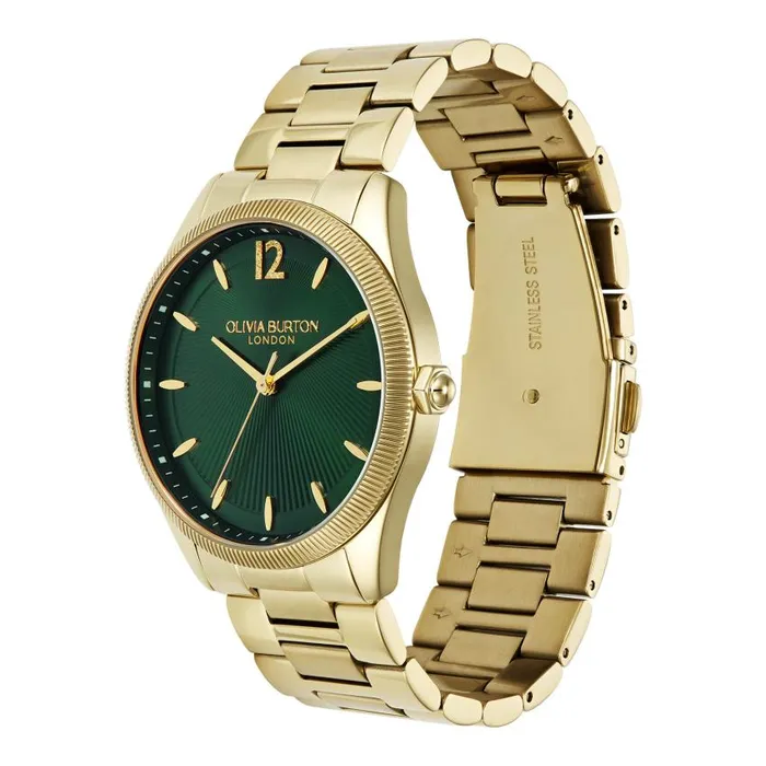 Sports Luxe Watches Women Olivia Burton 38mm Radiate Forest Green and Gold Bracelet Watch