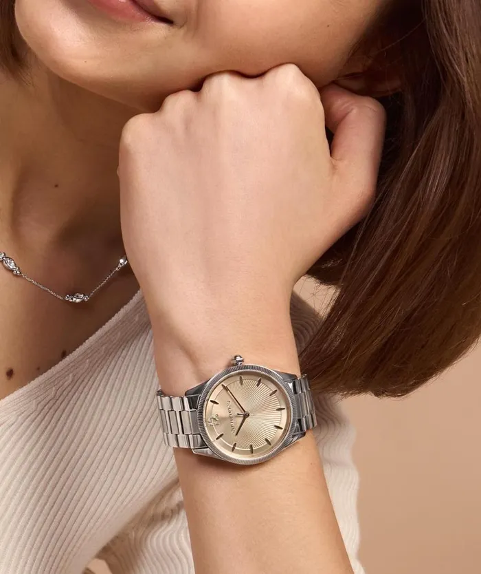 Sports Luxe Watches Women Olivia Burton 38mm Radiate Nude and Silver Bracelet Watch