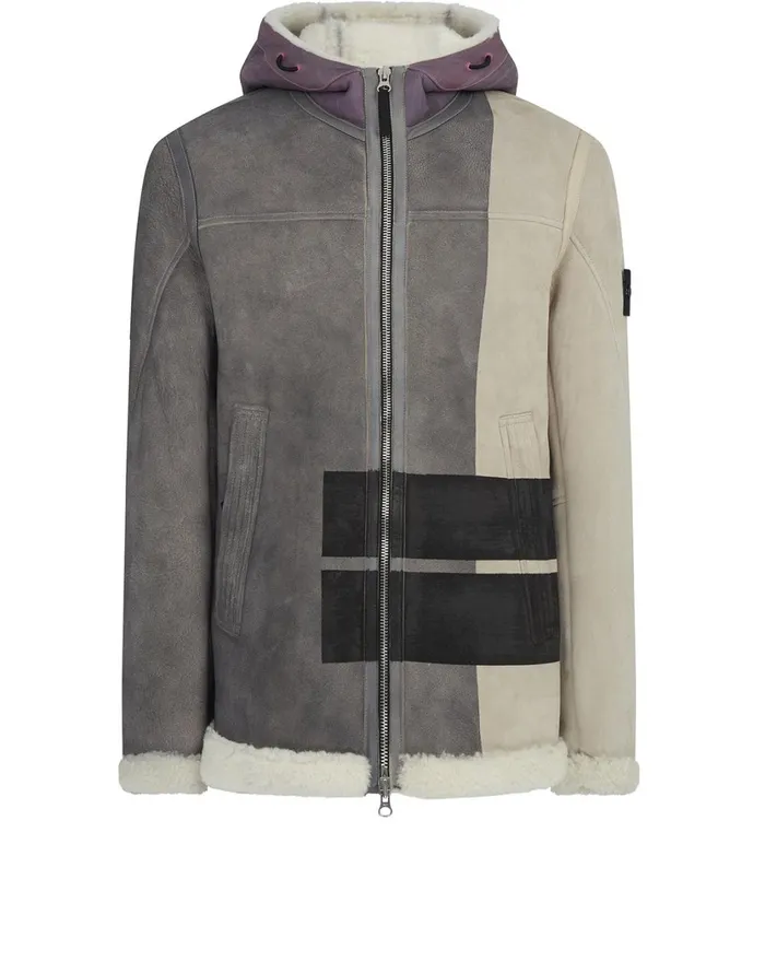 Stone Island Coats 038 Jackets 00195 Hand Sprayed Over Printed Sheepskin Hooded Jacket In Dove Grey 8211 Mens Stone Island Coats 038 Jackets 00195 Hand Sprayed Over Printed Sheepskin Hooded Jacket In Dove Grey 8211 Mens