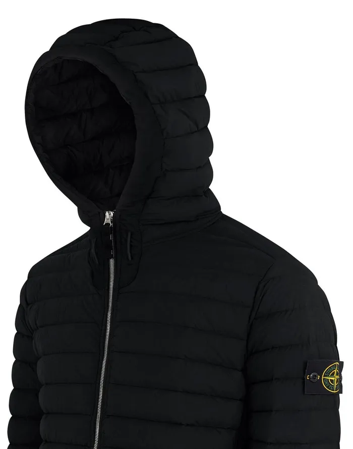 Stone Island Coats 038 Jackets 41125 Loom Woven Down Chambers Stretch NylonTc Hooded Down Blouson In Black 8211 Mens