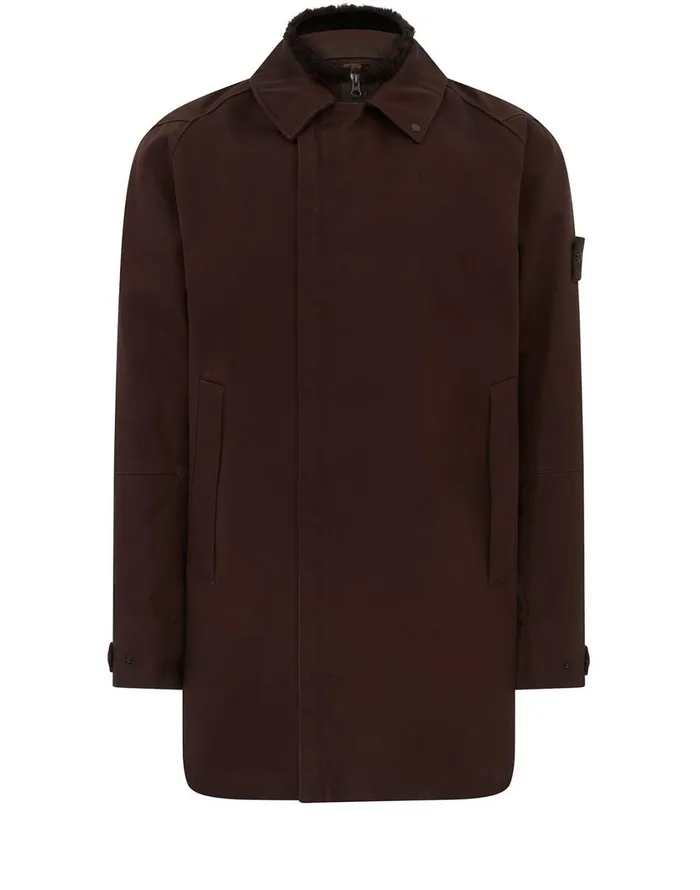 Stone Island Coats 038 Jackets 440F1 Raso Gommato Double Ghost Piece With Detachable Lining Trench Coat In Dark Brown 8211 Mens Stone Island Coats 038 Jackets 440F1 Raso Gommato Double Ghost Piece With Detachable Lining Trench Coat In Dark Brown 8211 Mens