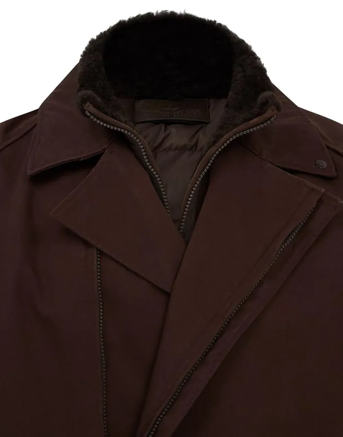 Stone Island Coats 038 Jackets 440F1 Raso Gommato Double Ghost Piece With Detachable Lining Trench Coat In Dark Brown 8211 Mens
