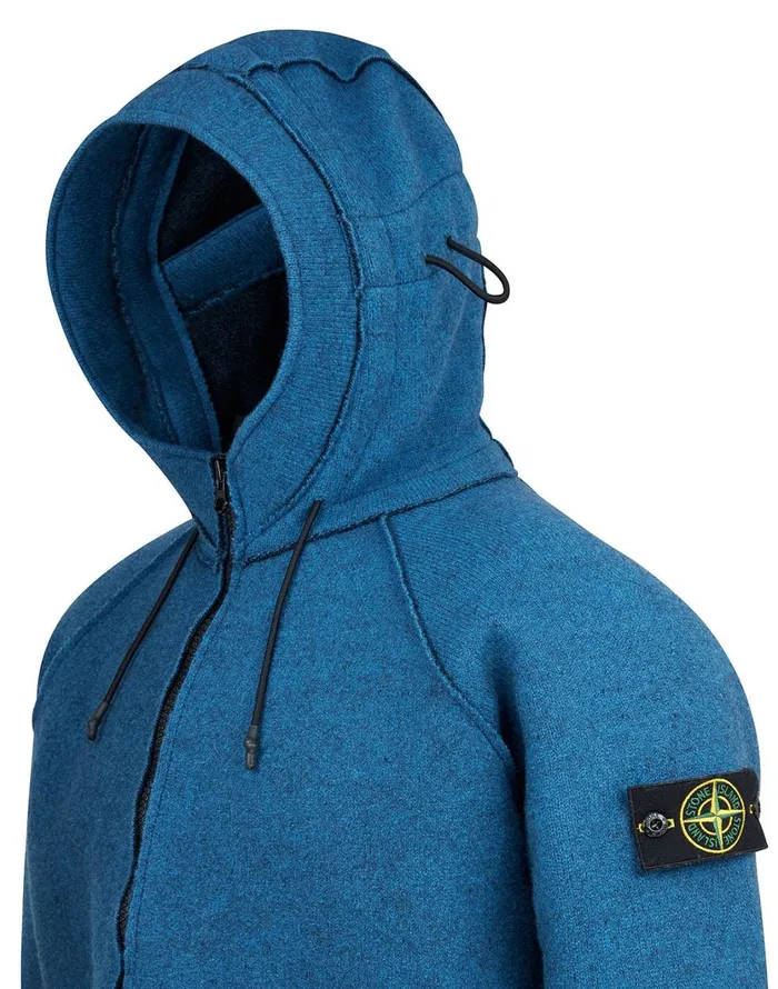 Stone Island Coats 038 Jackets 565A6 Felted Pure Wool Detachable Lining Hooded Jacket In Periwinkle 8211 Mens