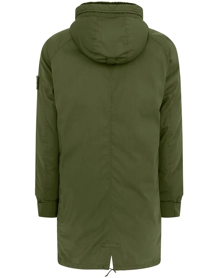 Stone Island Coats 038 Jackets 716F2 Stretch Wool NylonTc Down Ghost Piece Fishtail Parka In Khaki 8211 Mens